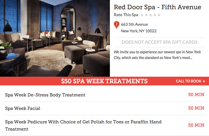 Red Door Spa- Fifth Avenue